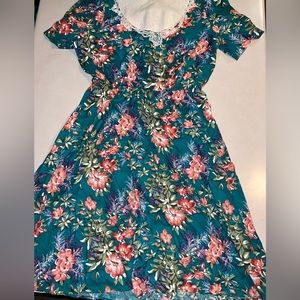 Vintage Floral Womens Dress Large XL L Shabby Prairie
